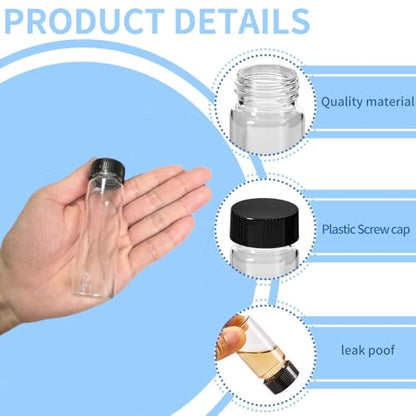 15 PCS 40ML Glass Vials, Small Liquid Sample Vial,27.5x95 mm,10Dram Borosilicate Glass Empty Vials with Caps,Leak-Proof Vial, 24-400 Black Screw Caps with PE Liner - size: 40ML(27,5x95mm）