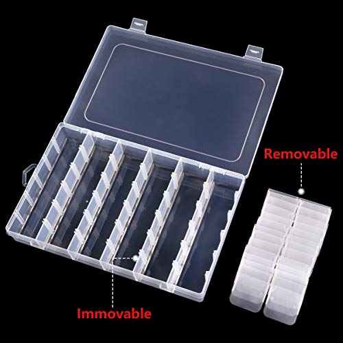 Gospire 36 Grids Clear Plastic Jewelry Box Organizer with Removable Divider - color: Clear-36 Grids
