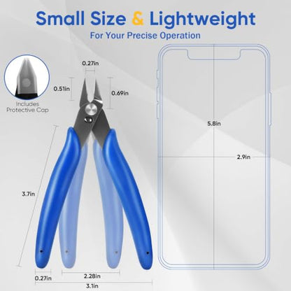 5 Inch Micro Wire Cutters, 1 Pack Precision Flush Cutters, Zip Tie Cutter - color: Blue (1 Pack)