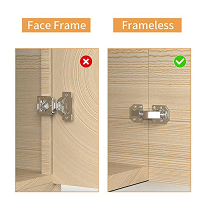 Chibery 4 Pack 90 Degree Soft Close Surface Mount Spring Hinges, Easy Installation No Pre-drilled, Noiseless Frameless Hidden Concealed Kitchen Cabinet Hinge for Cupboard Folded Replacement Hardware