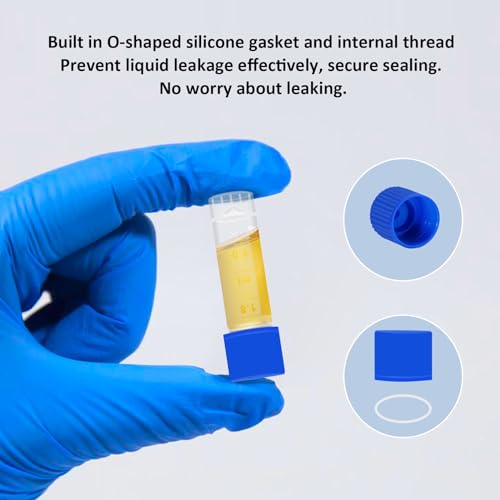 2ml Small Plastic vials w/Leak proof Caps, 2ml Cryogenic vials Sample Vials Self-Stand Cryotubes Cryovial w/Scale & Writing Area for Low Temperature Storage, 100pcs Boxed - size: 100 pcs with 100 well box