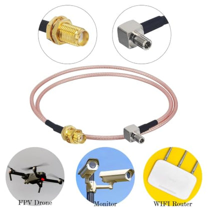 SMA Female to TS9 Male 90 Degree RG316 Cable 19.68in - size: SMA Female to TS9 Male 90 Degree Cable