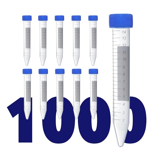 Kashi Scientific 15mL Screw Cap Conical Centrifuge Tubes, Sterile Test Tubes with Blue Lids, Lab-Grade Polypropylene Plastic, Printed Graduation and Write-on Spot [15mL, 1000] - size: 15mL, Conical, Sterile