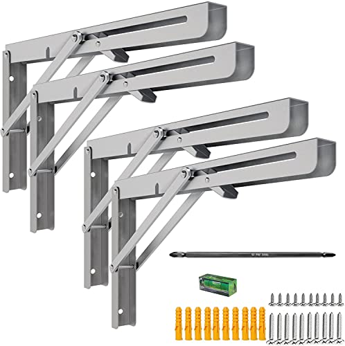 MySit 16" Folding Shelf Brackets 4 PCS, Max Load 550lb - size: 16 Inch