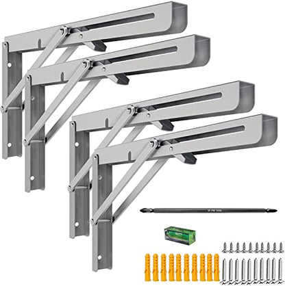 MySit 16" Folding Shelf Brackets 4 PCS, Max Load 550lb - size: 16 Inch