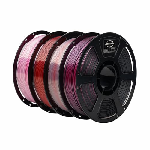 Shiny Dual Color Silk PLA 4KG 1.75mm 3D Printer Filament 4D-1 - color: Pla-( 1kg*4 Dual Shiny Whiterose+redblack+redsilver+ Roseblack)