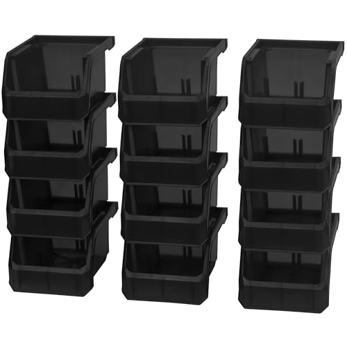 ReadySpace Extra-Small Stackable Plastic Storage Bins, 12-Pack, Black - color: Black, size: Extra-Small, 12-Pack