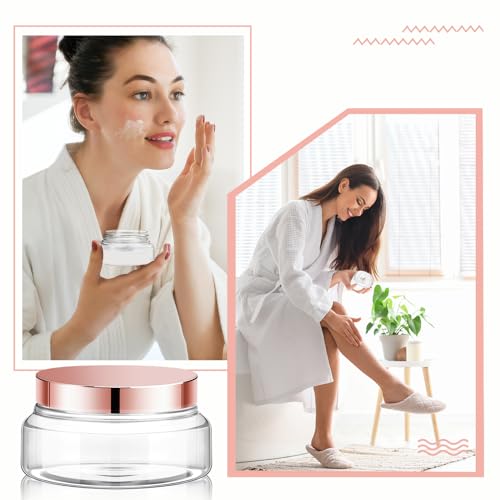 24 Pack Plastic Cosmetic Jars with Lids Label, 5 oz, Clear, Rose Gold - color: Clear, Rose Gold, size: 5 oz