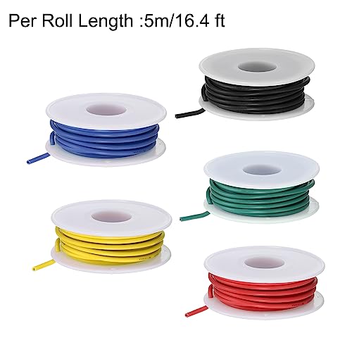 MECCANIXITY 16AWG Wire 16 Gauge Electrical Wire, PVC 1007 Stranded Wire Hook Up Wire Tinned Copper Wire 25m(82ft) 5 Colors for DIY and Wiring Applications - size: 16AWG,82ft