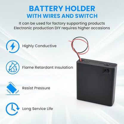 SDTC Tech 4 x 1.5V AA Battery Holder with Wires - size: 4AA