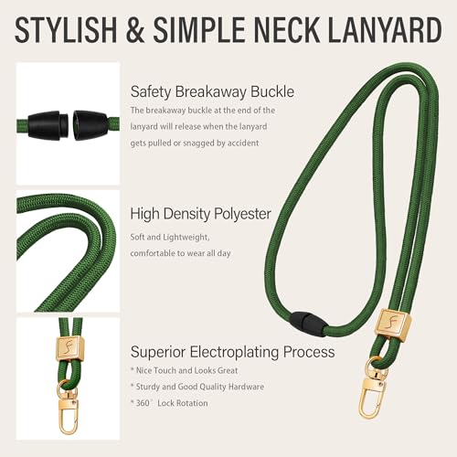 Fishent Lanyard, Cute Neck Lanyards for Keys ID Badges Holder, Keychain Key Teacher Lanyard with Safety Breakaway Buckle for Women Men, Dark Green - color: Dark Green