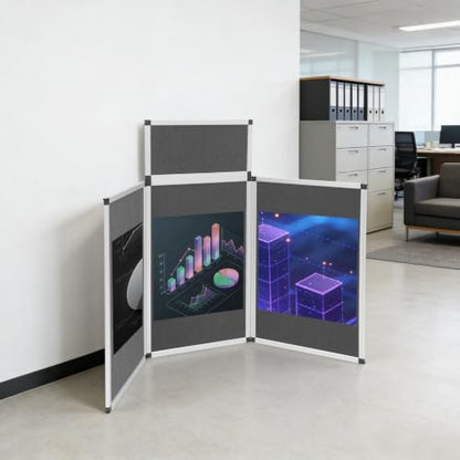 DYNAMI 70.9in Large Trifold Poster Board,360‑Degree Rotatable (Gray)