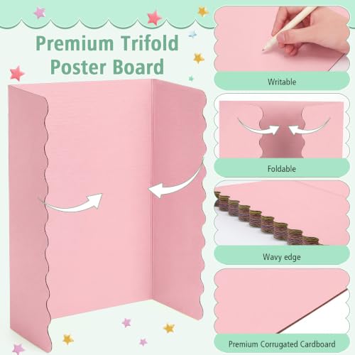 Mooliwe 10 Pack Scalloped Trifold Poster Board, 24" x 16", Macaron, Pastel - color: Macaron, size: 24" X 16"