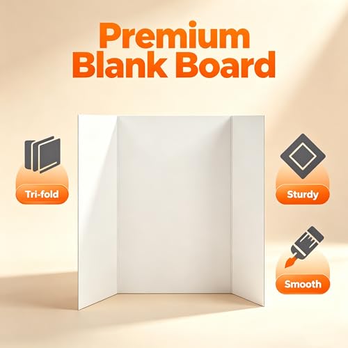 13 Pcs Trifold Poster Board 21.4" x 14", White Corrugated Presentation Board with Double Sided Tapes, Display Board for School Project, Science Fair - color: 21.4" x 14"