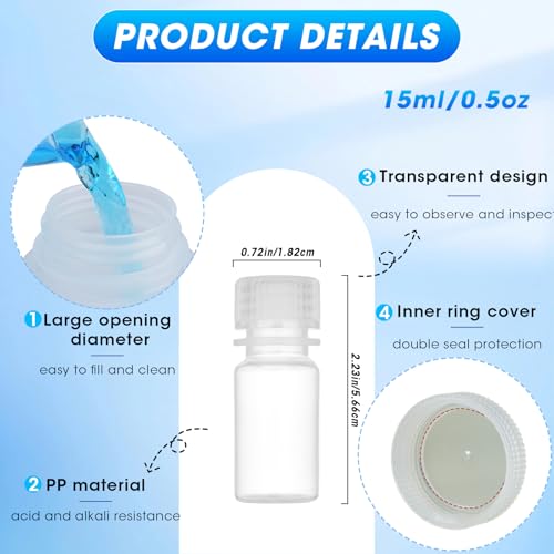 0.5oz/15ml Plastic Sample Bottles with caps, Wide Mouth, 10Pcs - style: 15ML-10pcs