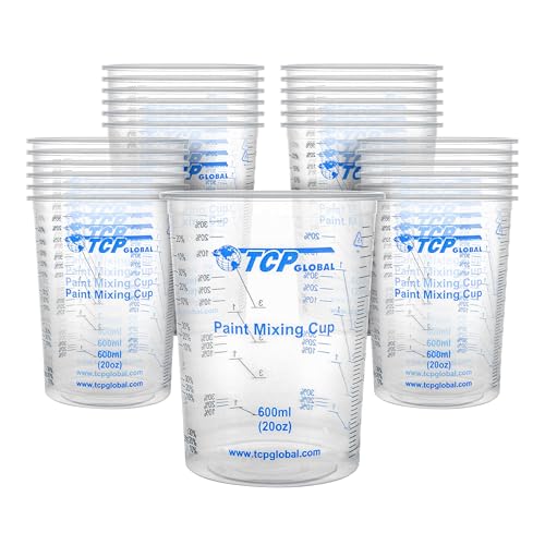 TCP Global 20 oz. (600ml) Graduated Plastic Mixing Cups - Box of 25