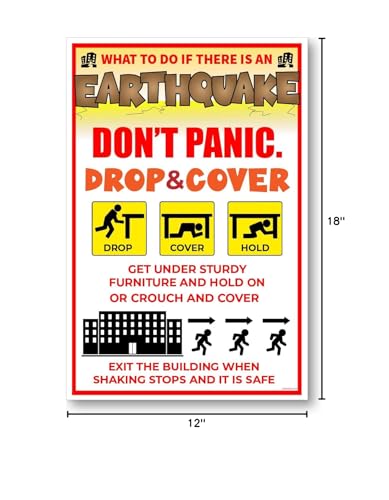 Earthquake Safety Awareness - NEW Educational Health Public Safety Prevention POSTER