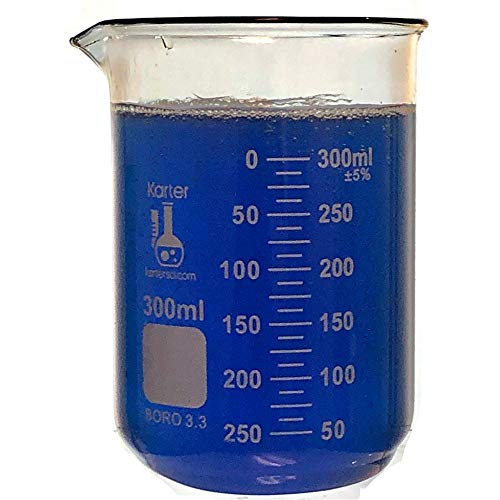 300ml Beaker, Low Form Griffin, Borosilicate 3.3 Glass, Double Scale, Graduated, Karter Scientific (Single) - size: 300ml, style: Pack of 1