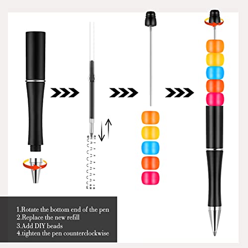 Crtiin 50 Pack Beadable Pens, Ballpoint Pens, School Supplies, Black - color: Black