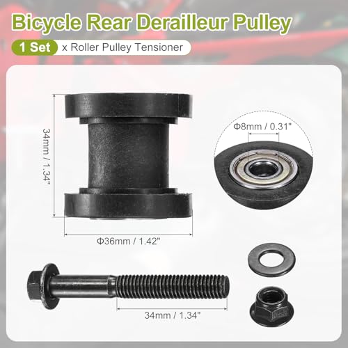PATIKIL 8mm Grooved Roller Pulley Tensioner Chain Roller Pulley Mini Black - color: Black