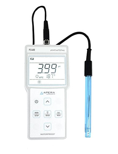 Apera Instruments AI413 PC400 Portable Multi-Parameter Meter Kit (pH/EC/TDS/Temp.), 6 Bottles of Calibration Solutions Included, 1.3" Height, 3.4" Wide, 7" Length - style: pH+EC/TDS