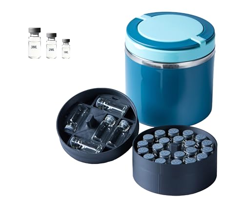 Peptide Container for Fridge, 3ml Vial Inserts with 1 Food Jar 22oz, 27 Vials Holder, Fits 1ml 2ml 3ml Peptide Vial Storage, No Vials