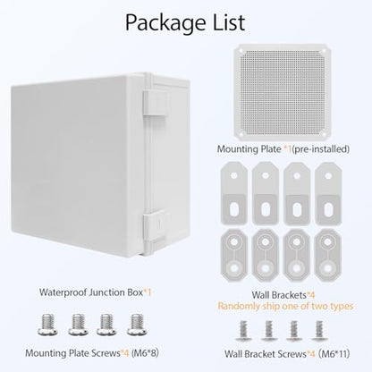 Junction Box IP65 Waterproof Dustproof ABS Plastic Enclosure, Outdoor and Indoor Project Box Hinged Cover with Mounting Plate Wall Brackets Outer Dimension 11.8"x 11.8" x 7.1", Grey… - size: 11.8"x 11.8" x 7.1" (1pc)