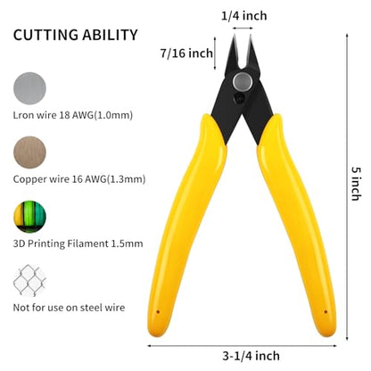 HongWay 10pcs Yellow 5" Micro Flush Cutters for Electronics Crafts - color: Yellow