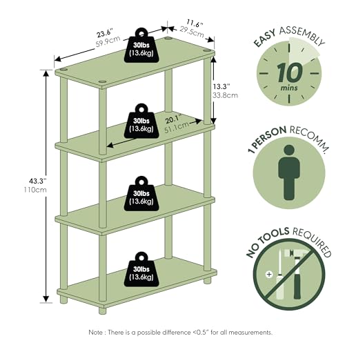Furinno Turn-N-Tube Toolless 4-Tier Storage Shelves, Dark Cherry - color: Dark Cherry/Black, size: 4-Tier Round Tube