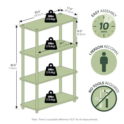 Furinno Turn-N-Tube Toolless 4-Tier Storage Shelves, Dark Cherry - color: Dark Cherry/Black, size: 4-Tier Round Tube