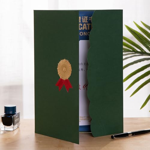 5Pcs Certificate Holders Diploma Covers A4 Letter Size Graduation Certificate Covers Navy Blue Red Diploma Document Holders for Diplomas Awards Certifications Employee Appreciation 8.5 x 11 - color: Green