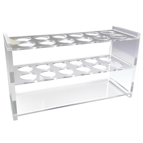 Driak Clear Acrylic Test Tube Rack Holder 12 Wells for 25ml Centrifuge Tubes, Durable Plastic Stand for Lab, Aquarium Water Testing and Spice Storage - style: Two Layers(25ML)