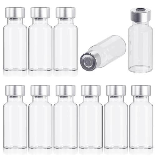 3ml Glass Vials for Injection, with Self Healing Injection Port, Transparent Sealed, Empty Vials for Injection (50, 3ml) - size: 3ml