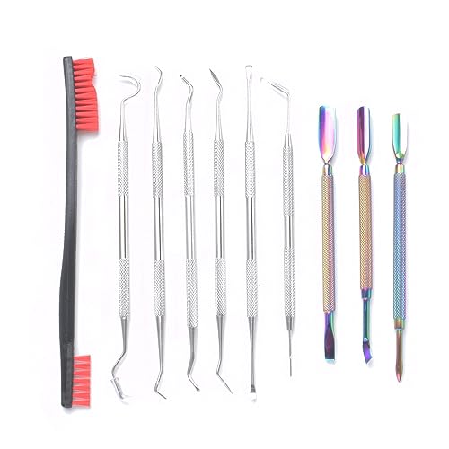 10 Pcs 3D Printer Removal Cleaning Tool Kit - color: Black-9 Picks and 1 Brushes