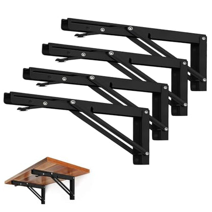 Storystore Folding Shelf Brackets, 18 Inch 4 Pcs Black Stainless Steel - size: 18 Inch 4 PCS