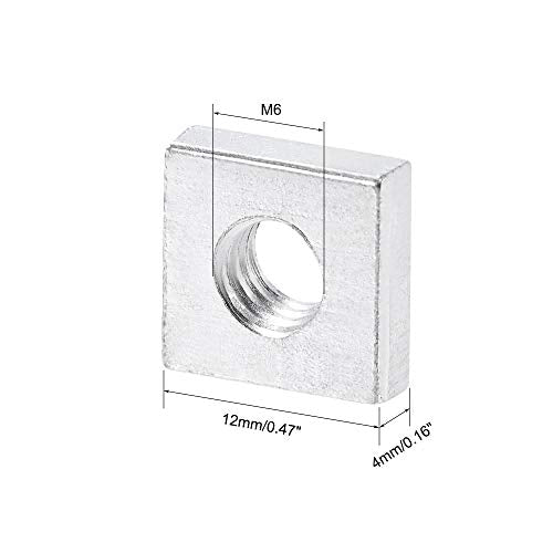 uxcell Square Nuts, M6x12mmx4mm Zinc-Plated Metric Coarse Thread Assortment Kit, 25 Pcs - size: M6x12mmx4mm