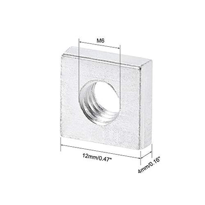 uxcell Square Nuts, M6x12mmx4mm Zinc-Plated Metric Coarse Thread Assortment Kit, 25 Pcs - size: M6x12mmx4mm