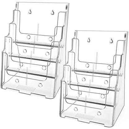 MaxGear 4 Tier Brochure Holder, 8.5 x 11, Removable Divider, 2 Pack - size: 8.5"x11"-4 Tier