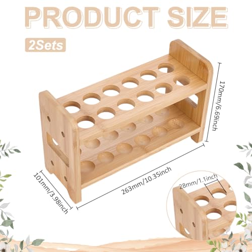 UNICRAFTALE 2Pcs Wooden Test Tube Rack 12-Holes Bamboo Multi-Use Cylinder Tube Display Racks Rectangle Razors Pencils Art Brushes Holder Hole 27mm for Laboratory Home Crafting Potted Plant - size: 26x10x17cm