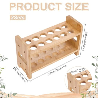 UNICRAFTALE 2Pcs Wooden Test Tube Rack 12-Holes Bamboo Multi-Use Cylinder Tube Display Racks Rectangle Razors Pencils Art Brushes Holder Hole 27mm for Laboratory Home Crafting Potted Plant - size: 26x10x17cm