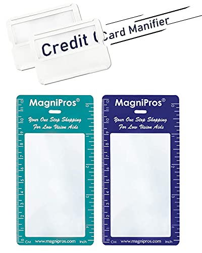 MAGDEPO 3X Magnifier Bookmark Ruler, Credit Card Size Magnifier, Card Protector with Magnifying Lens - style: 2 Bookmark Magnifiers & 1 Card Magnifier