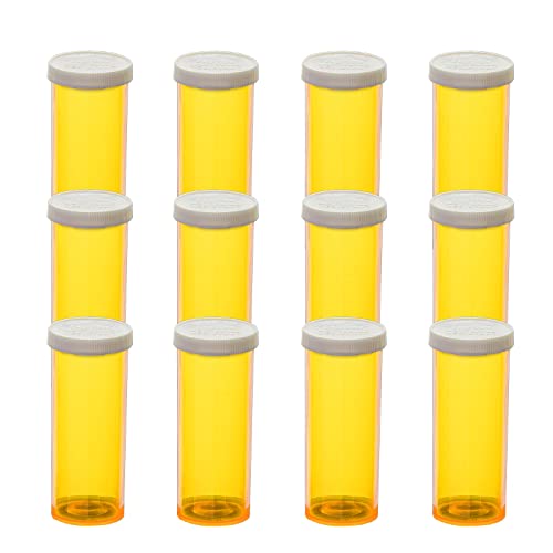 Snap Cap Prescription Vials, Amber Medicine Containers, Bottles Easy Open Pill Organizers, Empty with Plastic Caps (16 dram, 12pcs) - size: 16 dram