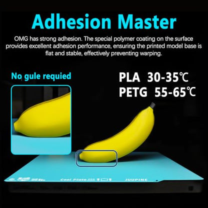 2.0 Upgraded OMG Cool Plate for Bambu Lab A1 MINI, 184x184mm Thicker Magnetic Bamboo Build Plate with Supertack Smooth Surface, Low-Temperature 3D Printer Bed Plate for PLA PETG Printing - size: 184x184mm for A1 mini