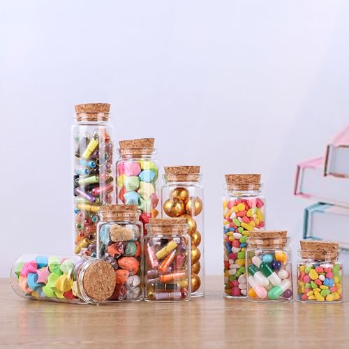 4 pcs 80ml Small Glass Bottles with Cork Stopper,Decorative Bottle,Vials Jars,Cute Storage Jar,Wishing Bottle 37x100mm(1.46x3.94inch) - size: 37x100(1.46x3.94in)