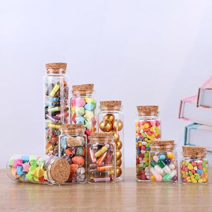 4 pcs 80ml Small Glass Bottles with Cork Stopper,Decorative Bottle,Vials Jars,Cute Storage Jar,Wishing Bottle 37x100mm(1.46x3.94inch) - size: 37x100(1.46x3.94in)