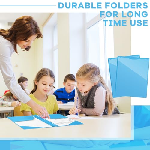 Henoyso 36 Pcs Plastic Folder with Clear Front Pocket, Lake Blue - color: Lake Blue