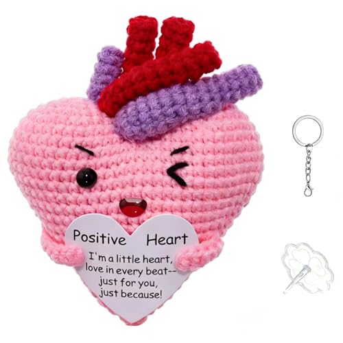 Emotional Support Handmade Crochet Anatomical Heart Desk Ornament - color: Pink Heart