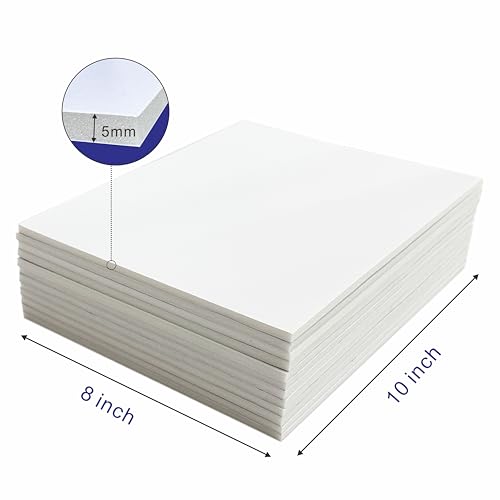 8x10‘’ White Foam Board, ZJCEASER 12 Pack Poster Board, 3/16" Thick - size: 8x10''