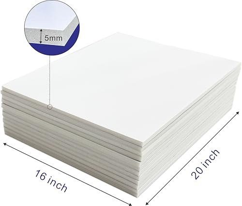 16x20‘’ White Foam Board, ZJCEASER 12 Pack Poster Board, 3/16" Thick - size: 16x20''