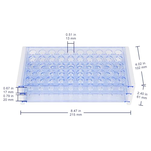 Labasics Test Tube Rack, 3-Tier Detachable Blue Plastic Test Tube Rack Tube Holder Stand Rack for Laboratory Scientific Experiments, 0.51 in 50-Place - size: 0.51 in